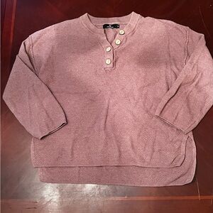 Cozy Henley Knit Pullover with Pants- Dusty Rose